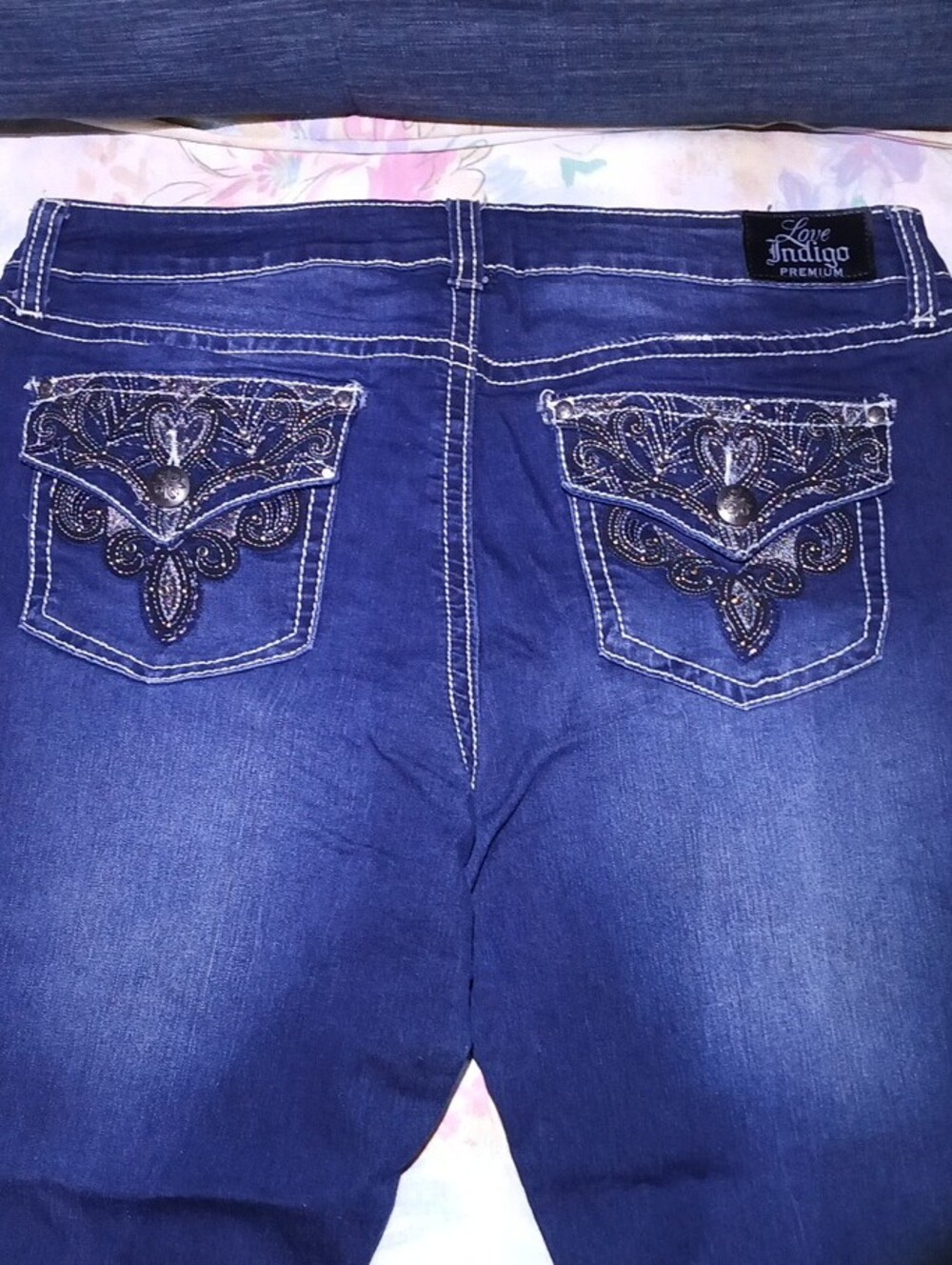 Love Indigo Dark Blue Flare Jeans - Picture 4 of 7